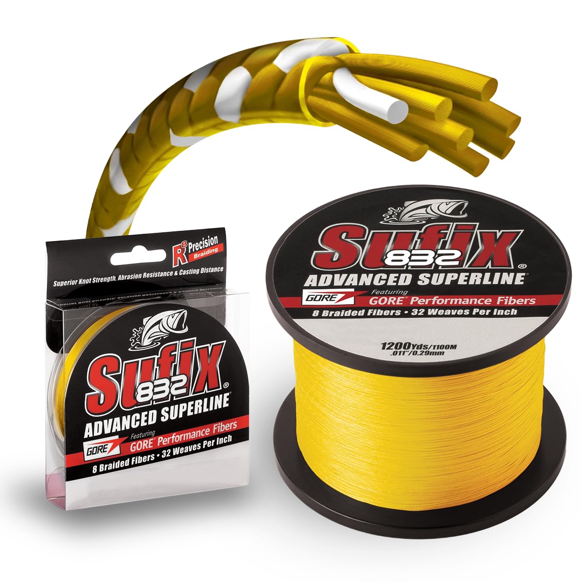 Amazon.com : Sufix 832 Braid 15 lb Hi-Vis Yellow - 600 Yds